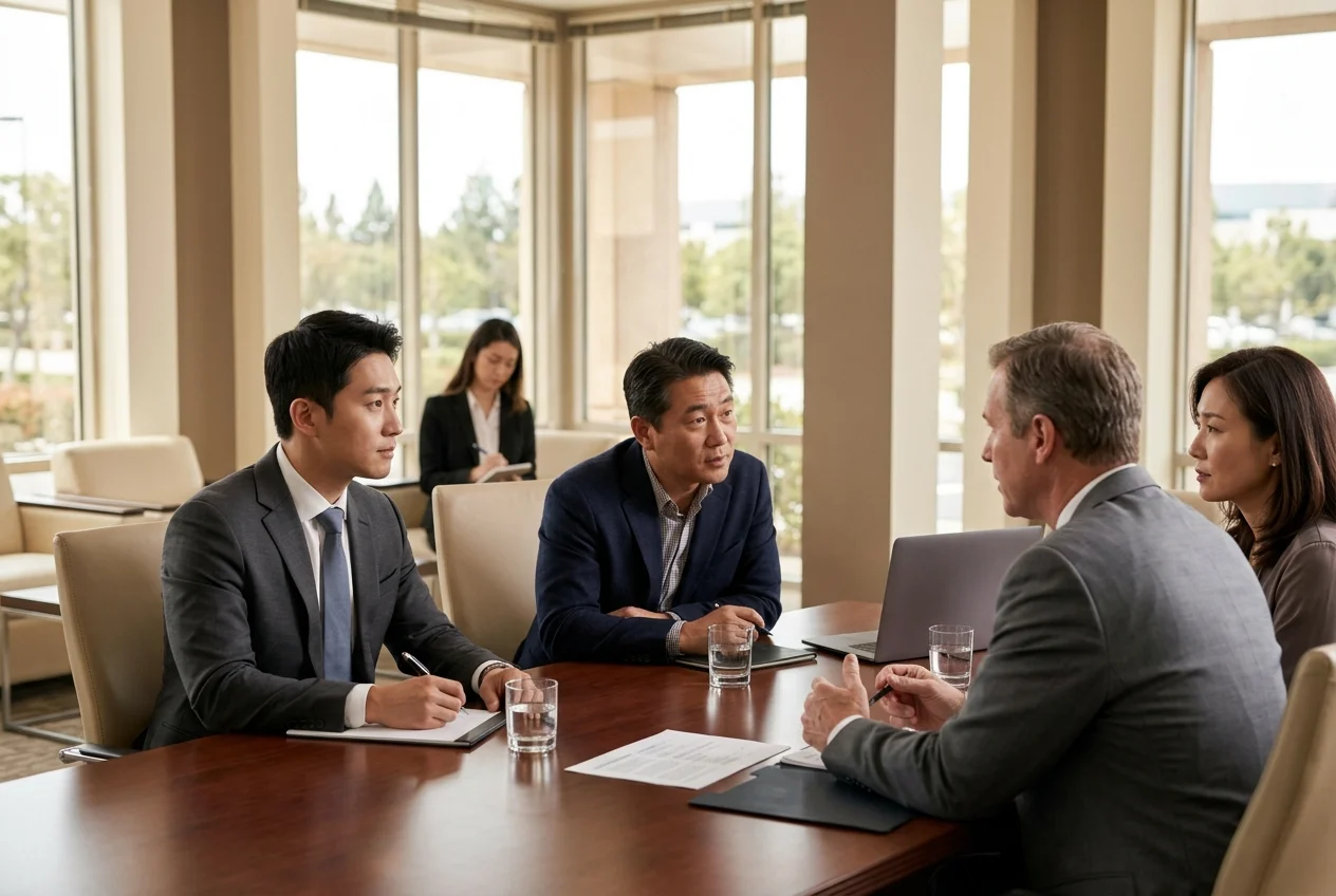 Professional Korean corporate interpreter for Irvine and Fullerton business negotiations, franchise operations, and real estate deals