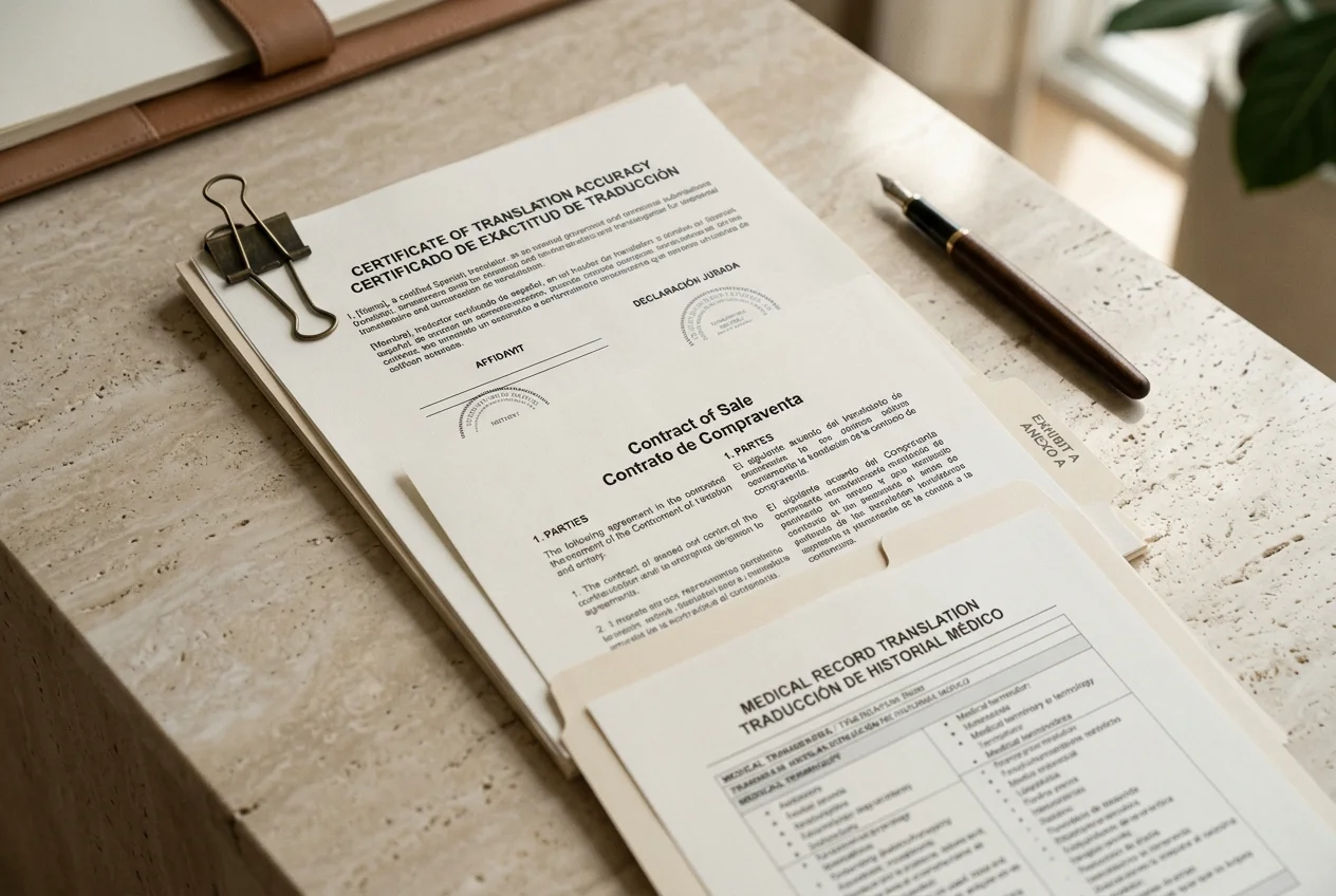 Certified Spanish document translation services for San Diego immigration documents, cross-border contracts, and military paperwork