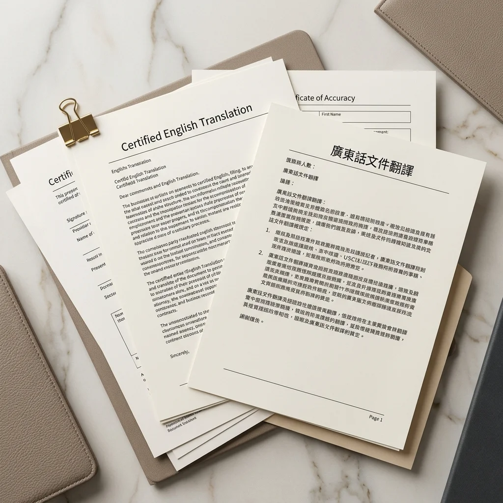 Certified Cantonese document translation in Traditional Chinese for legal, medical, and immigration paperwork
