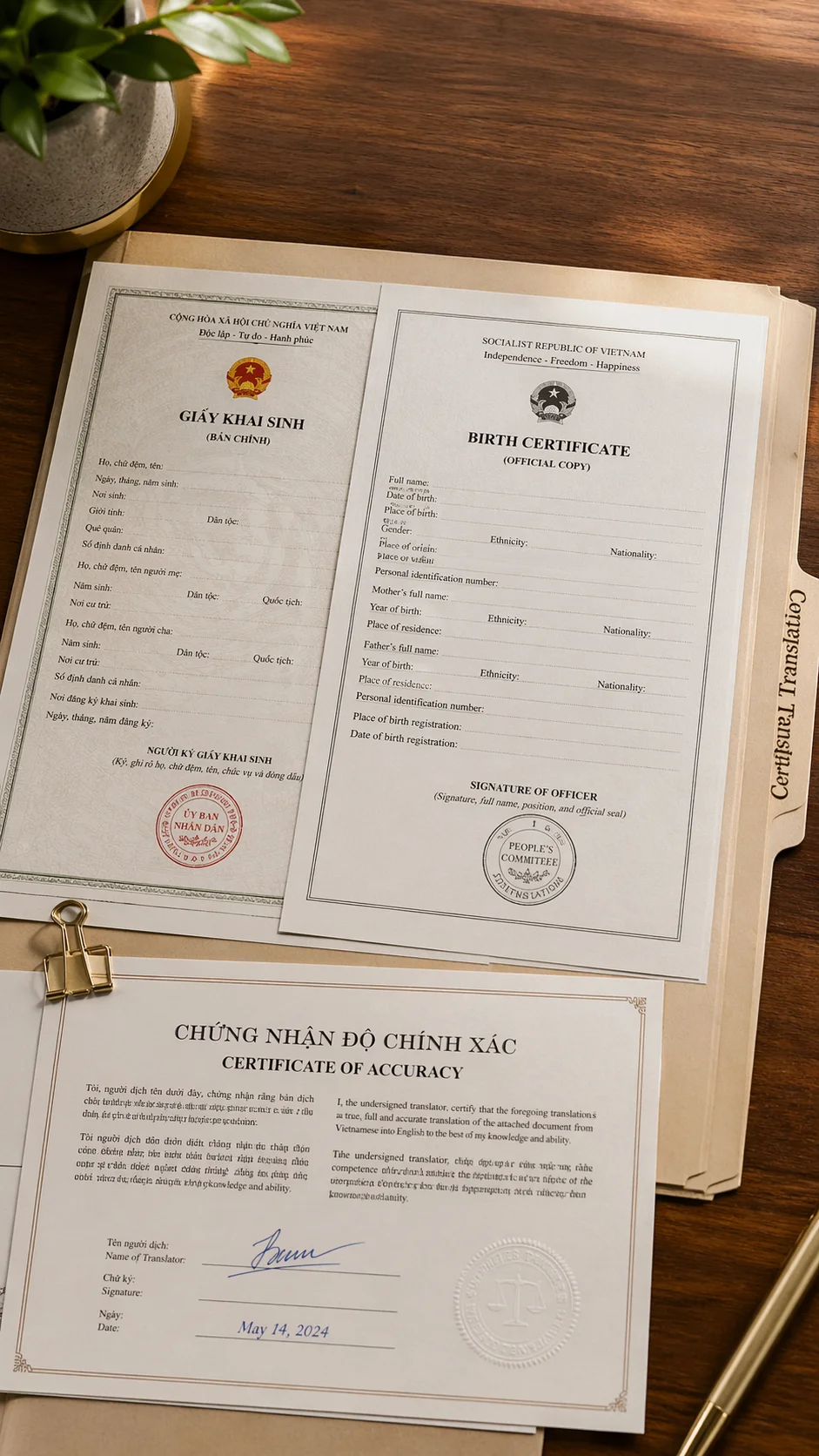 Certified Vietnamese document translation services for legal, medical, and immigration paperwork