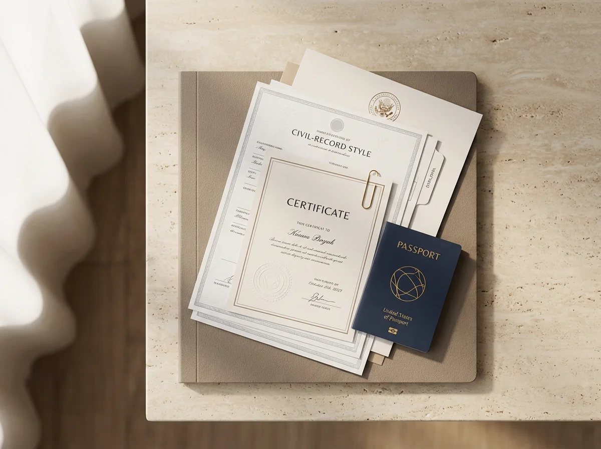 Certified translator preparing USCIS immigration documents including birth certificates and visa applications